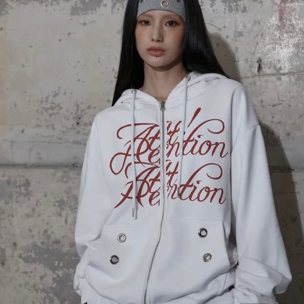 팬시클럽 어텐션 아일렛 후드집업