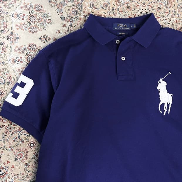 폴로 랄프로렌 퍼플/화이트 빅포니 카라티 