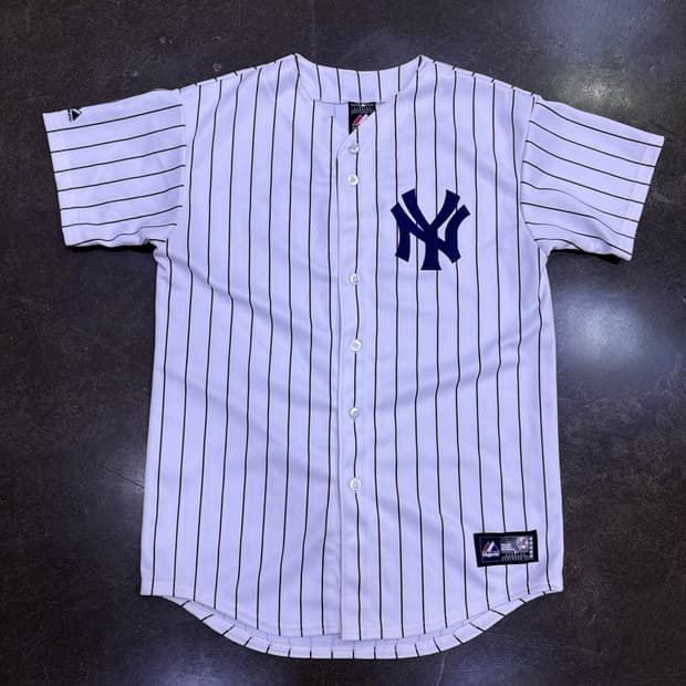 마제스틱 MLB 뉴욕양키스 핀스트라이프 데릭 지터 홈 져지 유니폼 XL