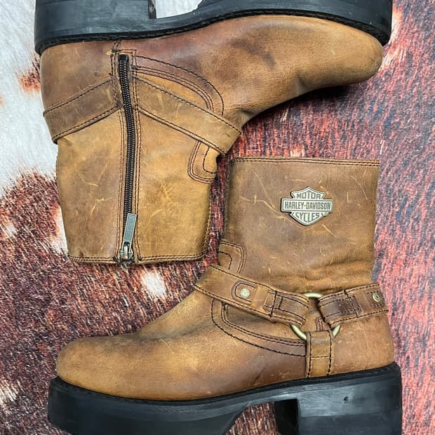 [260] 할리데이비슨 빈티지 스카우트 모터사이클 부츠 브라운