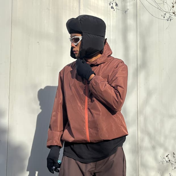 NARAGA AG 블랙 패딩 이어플랩 트래퍼 햇