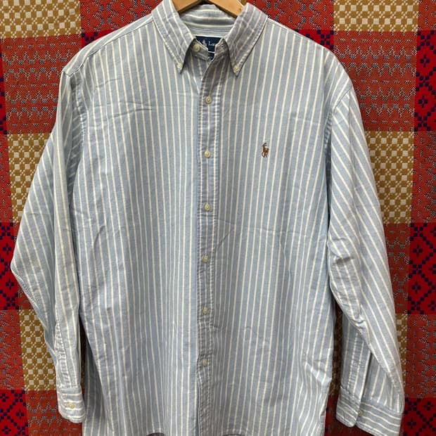 폴로 랄프로렌 스트라이프 스카이블루 옥스포드 셔츠 L