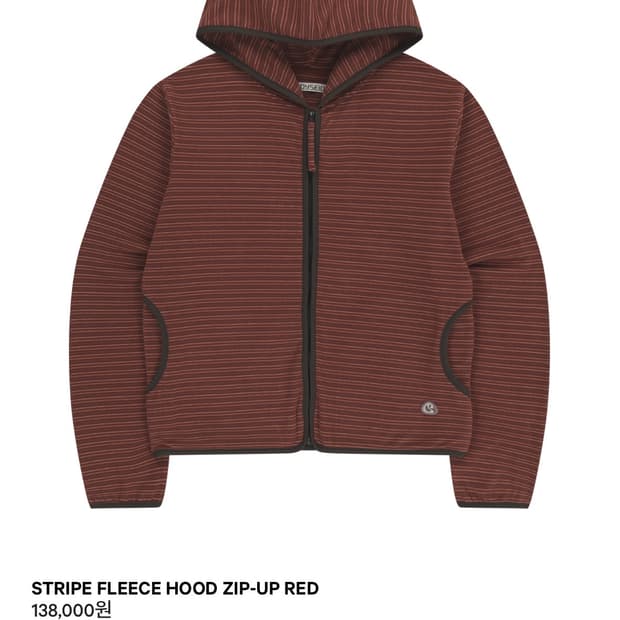 COYSEIO STRIPE FLEECE HOOD ZIP-UP RED