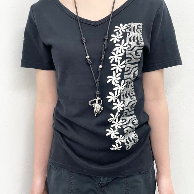 블랙 오리엔탈 패턴 탑