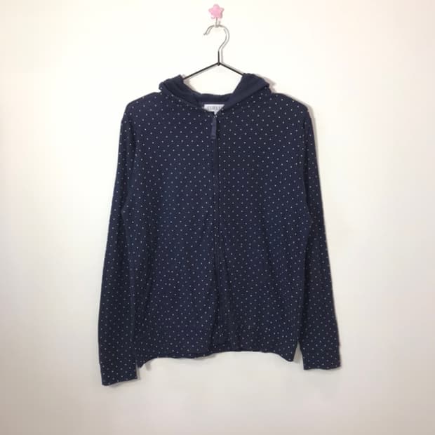 Jpn Navy Dotted Zip Up Hoodies