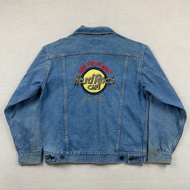 빈티지 하드락 카페 뉴욕 자수로고 데님 자켓
