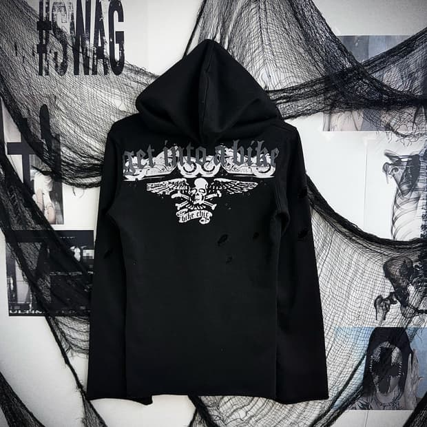 Grunge punk printing hoodie longsleeve