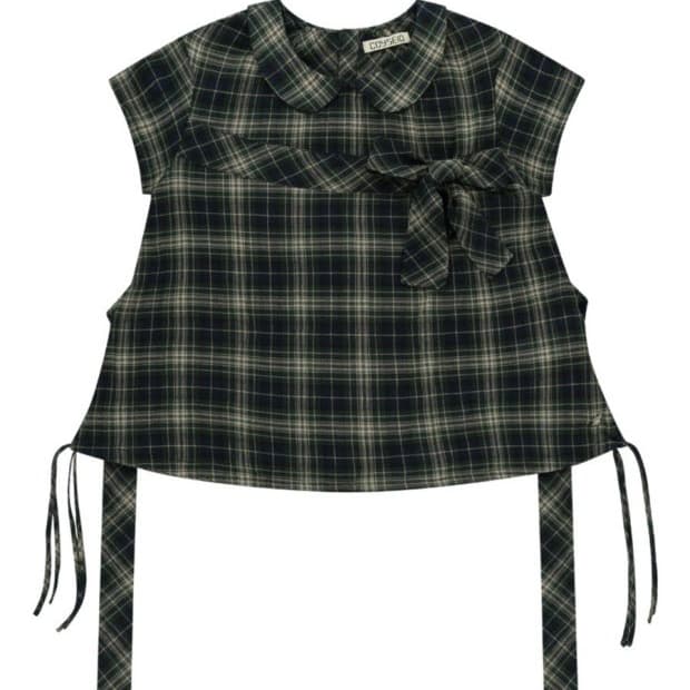 코이세이오 체크 보우 블라우스