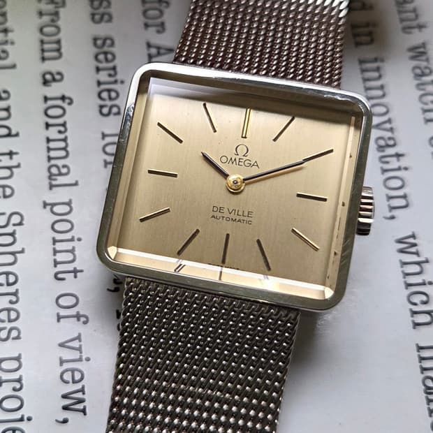 빈티지 오메가 드빌 사각탱크 샴골판 각유리 여성용 브레이슬릿 ver.