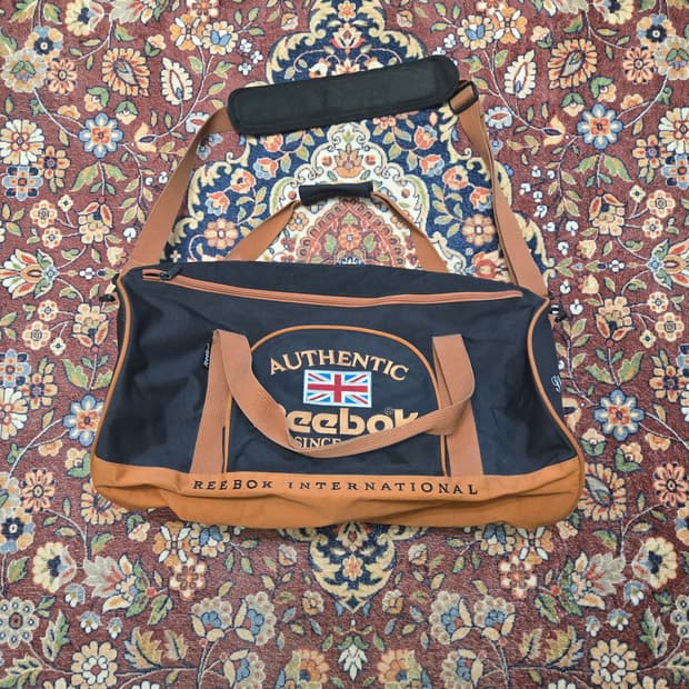90s 빈티지 리복 REEBOK 로고 더플백 (더블 라인)