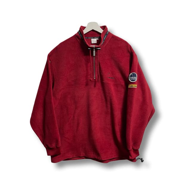 [XL] 헤드 HEAD 빈티지 레드 플리스 하프집업