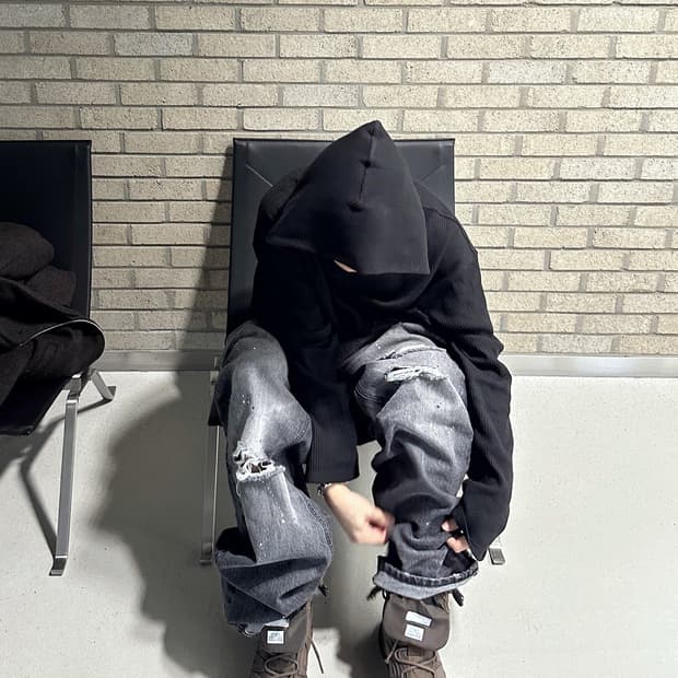 [os] 언타이틀드 아이딜 와플 후드 슬리브 블랙 팝니다