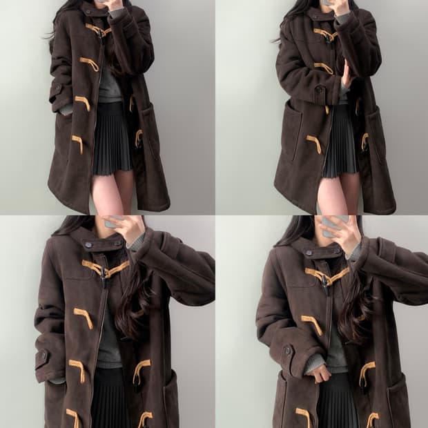 90s 폴로 스웨이드 무스탕 시어링 더플 코트 