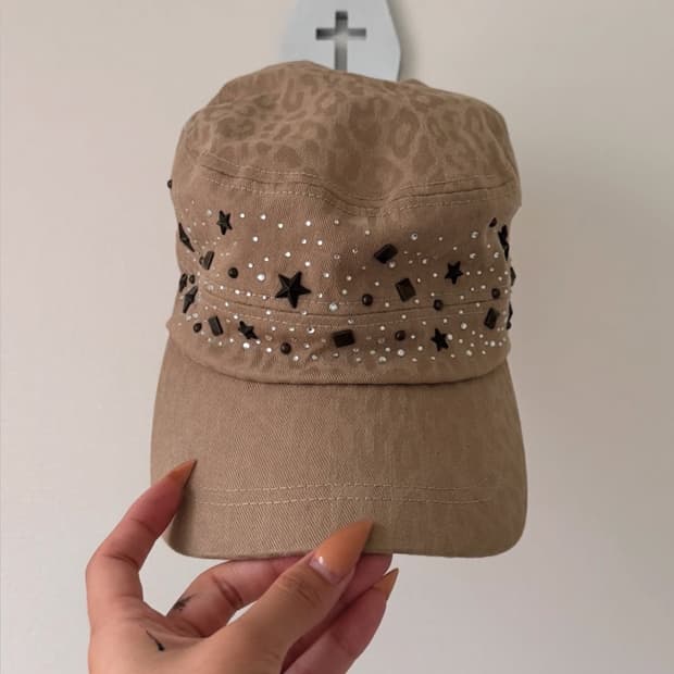 갸루 stud & Cubic leopard cap 