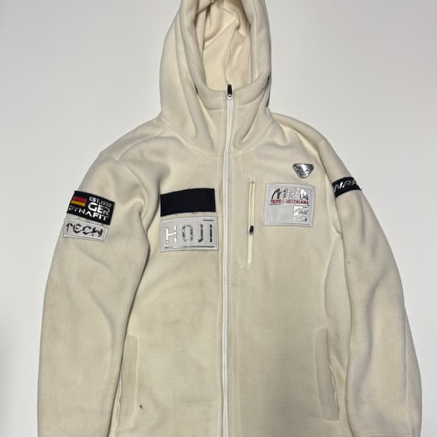 다이나핏 패치 로고 후드 플리스 자켓 화이트 M