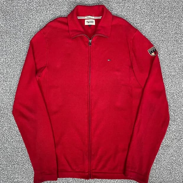 타미힐피거 로고 별 니트 집업