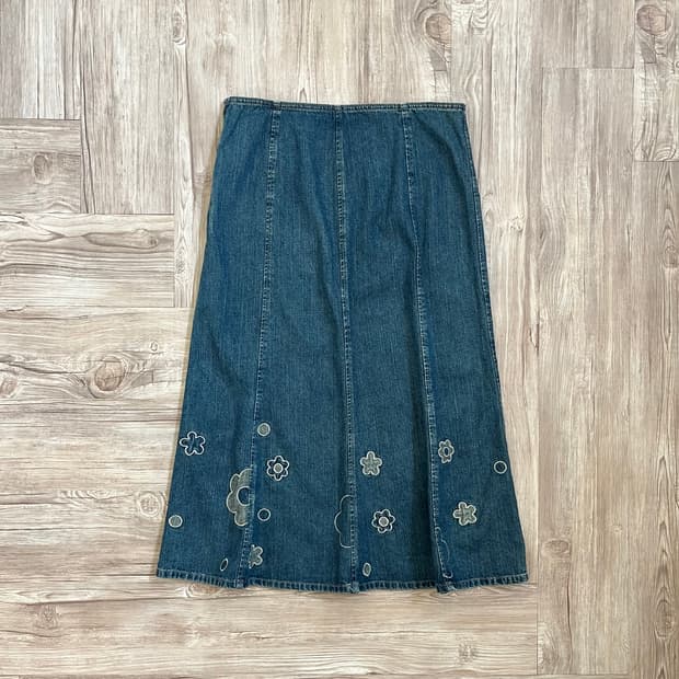 japan vtg 플라워 데님 롱 스커트