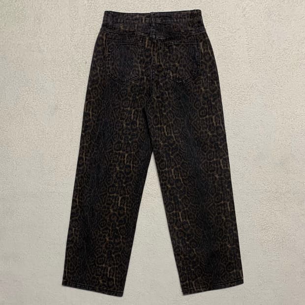 [28] VTG 레오파드 패턴 와이드핏 데님팬츠
