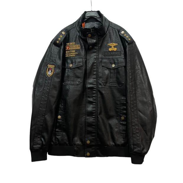 Black Military Leather Jacket