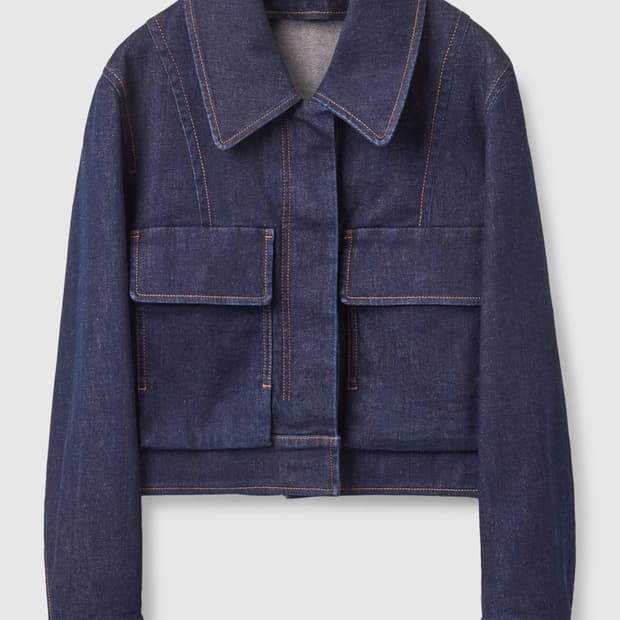 코스 크롭 유틸리티 데님 자켓