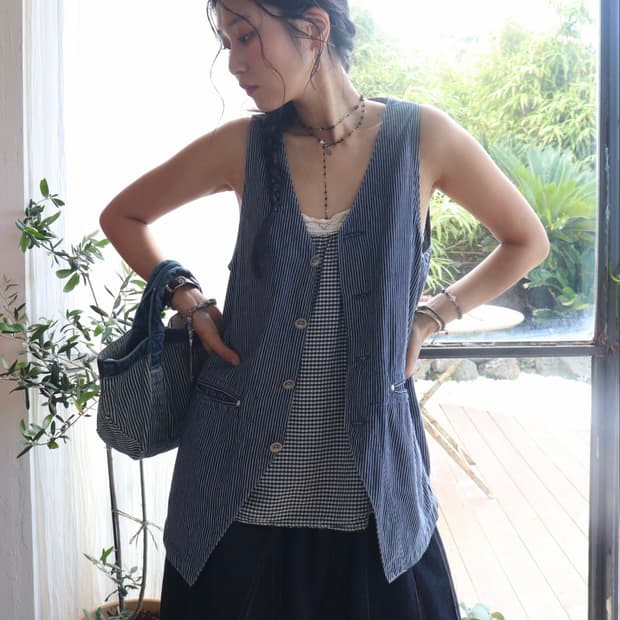 [Kapital] Hikori Stripe Tunic Vest