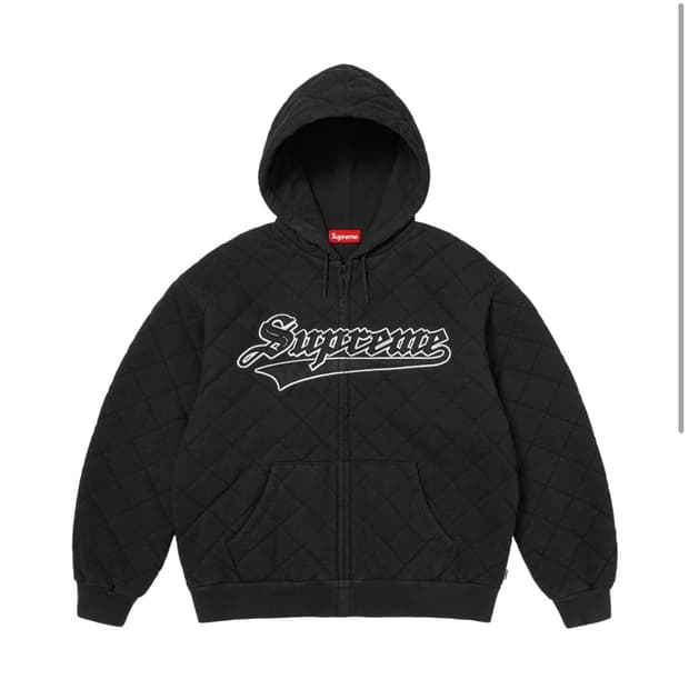 슈프림 퀼티드 집업 후드 스웨트셔츠 블랙 - 25FW