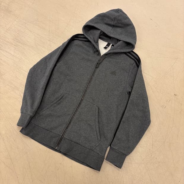 아디다스 스몰로고 차콜 후드 집업