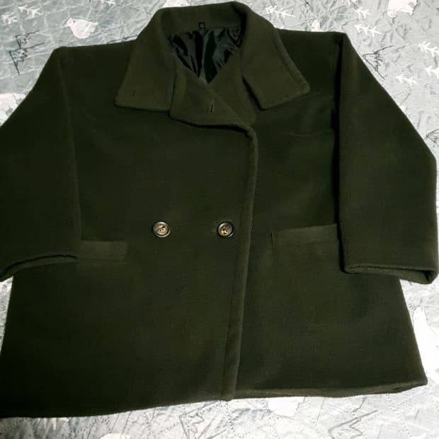 EDGE 넥버튼 울 미디코트 카키 (F)