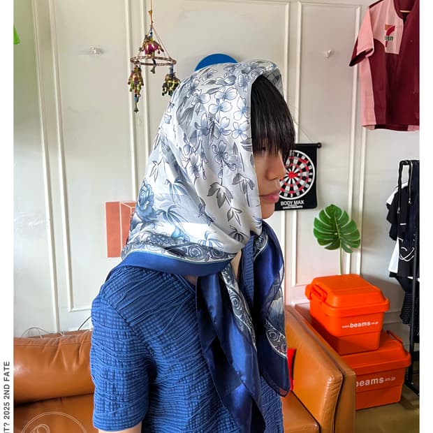 Japanese Vintage Floral Silk Big Scarf