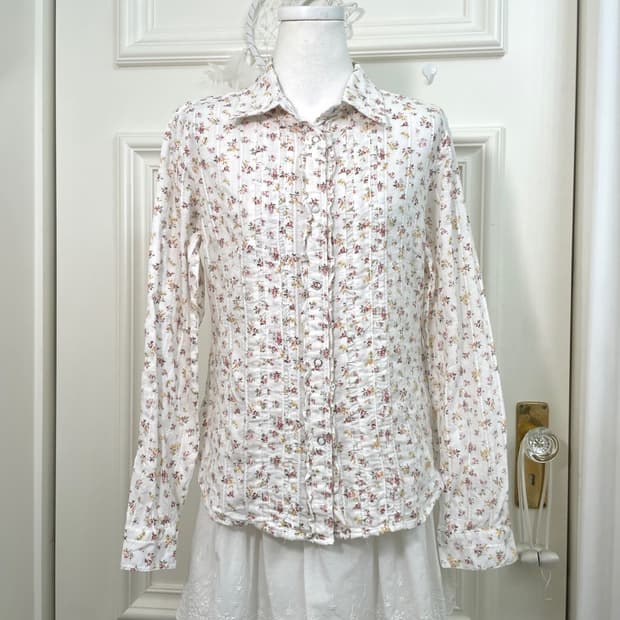 pink flower garden cotton ruffle shirt