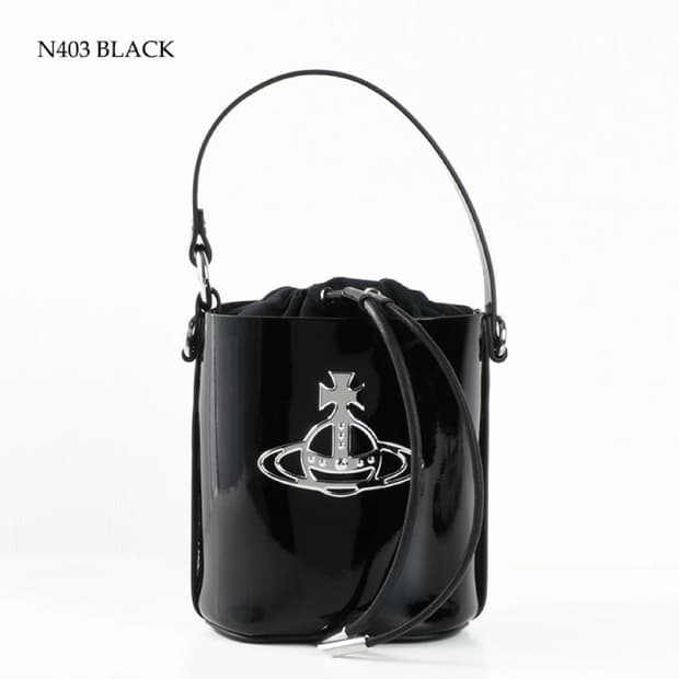 비비안 웨스트우드 샤이니 페이턴트 미니백 블랙