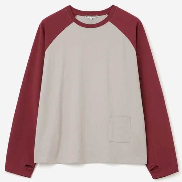 [M] 미들 포켓 래글런 롱 슬리브 [버건디]