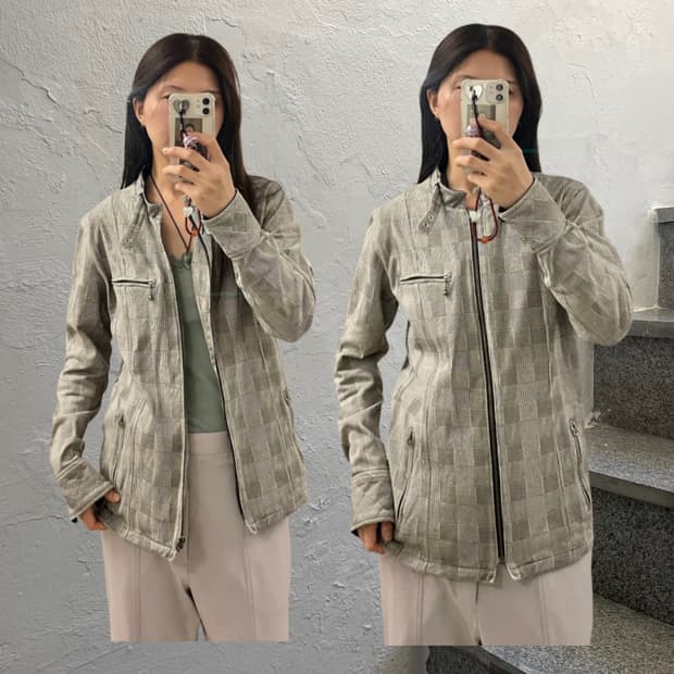 BEAMS glen check rider jacket