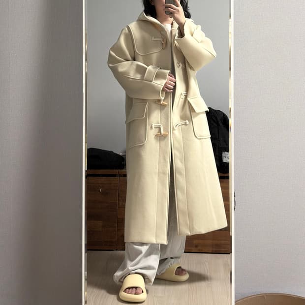 아이보리 연노랑 떡볶이 롱 코트