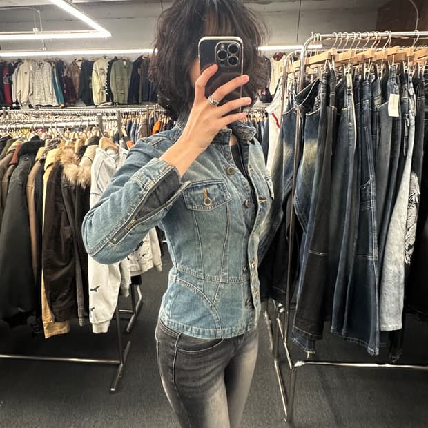 XS)THE LIMITED 빈티지 여성 데님자켓