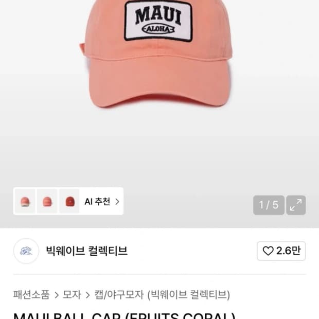 빅웨이브 마우이 볼캡 (남녀공용)(새상품)