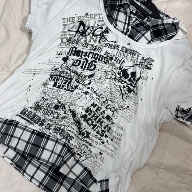 Vintage Rock Printed Layered Shirt