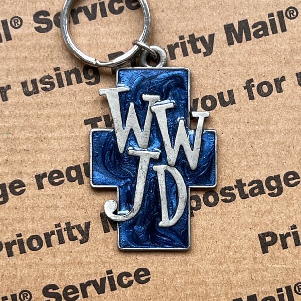 90s vtg WWJD Cross Keyring