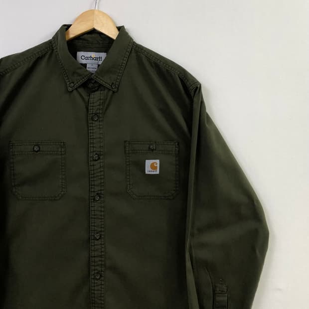 XL 칼하트 카키 워크 셔츠