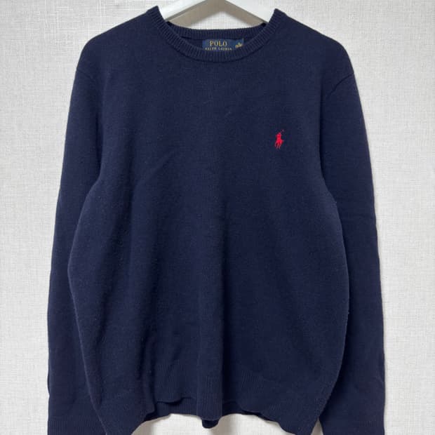 폴로 랄프로렌 코튼 크루넥 니트 네이비 (레드포니)