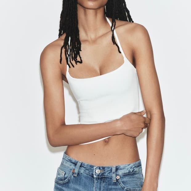 ZARA 스트레치 홀터넥 니트 탑, 자라 홀터넥, 자라 홀터넥 나시