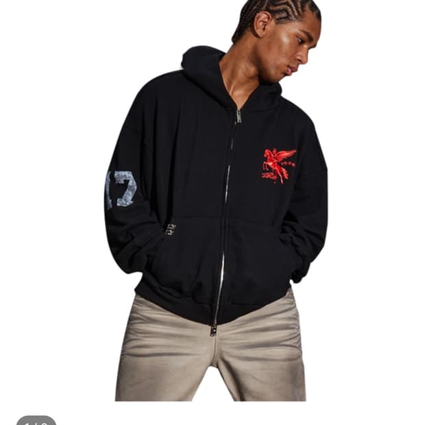 pacosply angel zip up hoodle - black