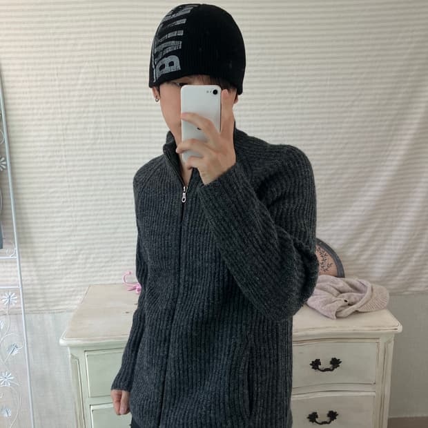 빈티지 차콜 니트 집업 756 y2k 스트릿 갸루 펑키 일본빈티지 