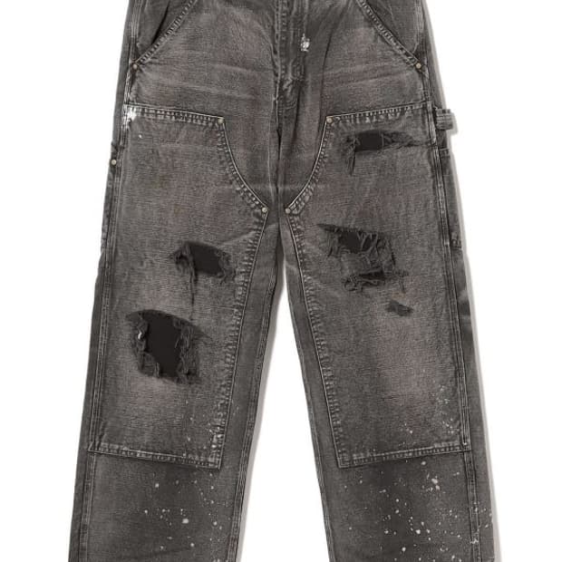 바우와우 X 빔즈 덕 페인터 팬츠 흑청 M 