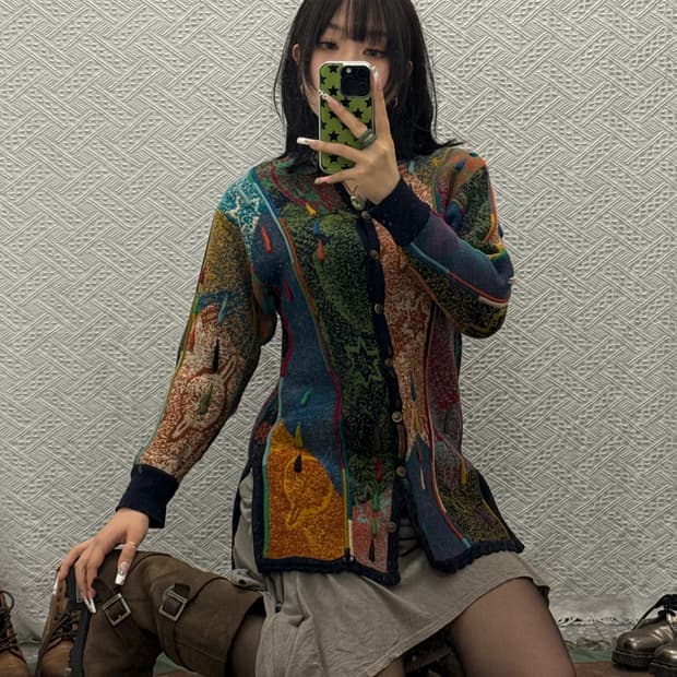 게쿠 오리엔탈 오스트레일리아 히피 케이블 니트 가디건 K0134