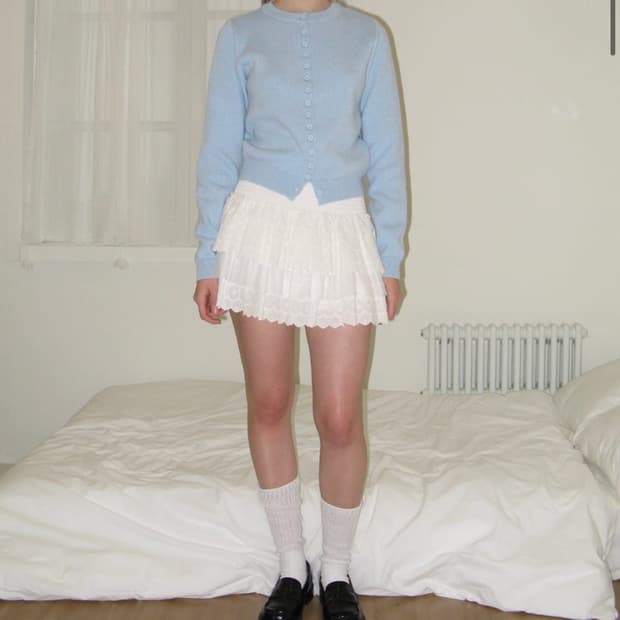 론론 BUTTON UP KNIT CARDIGAN SOFT BLUE