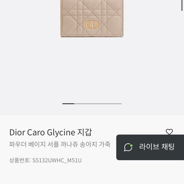 디올 카로 글리신 지갑 파우더 베이지