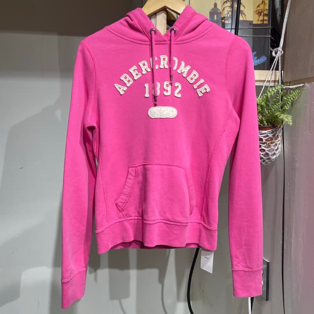 아베크롬비 핑크 크롭 후드티 