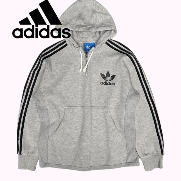 logo grey half zip-up hood