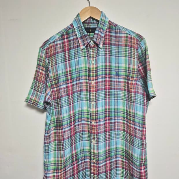 폴로랄프로렌Polo 체크 린넨 반팔 셔츠 M - S403